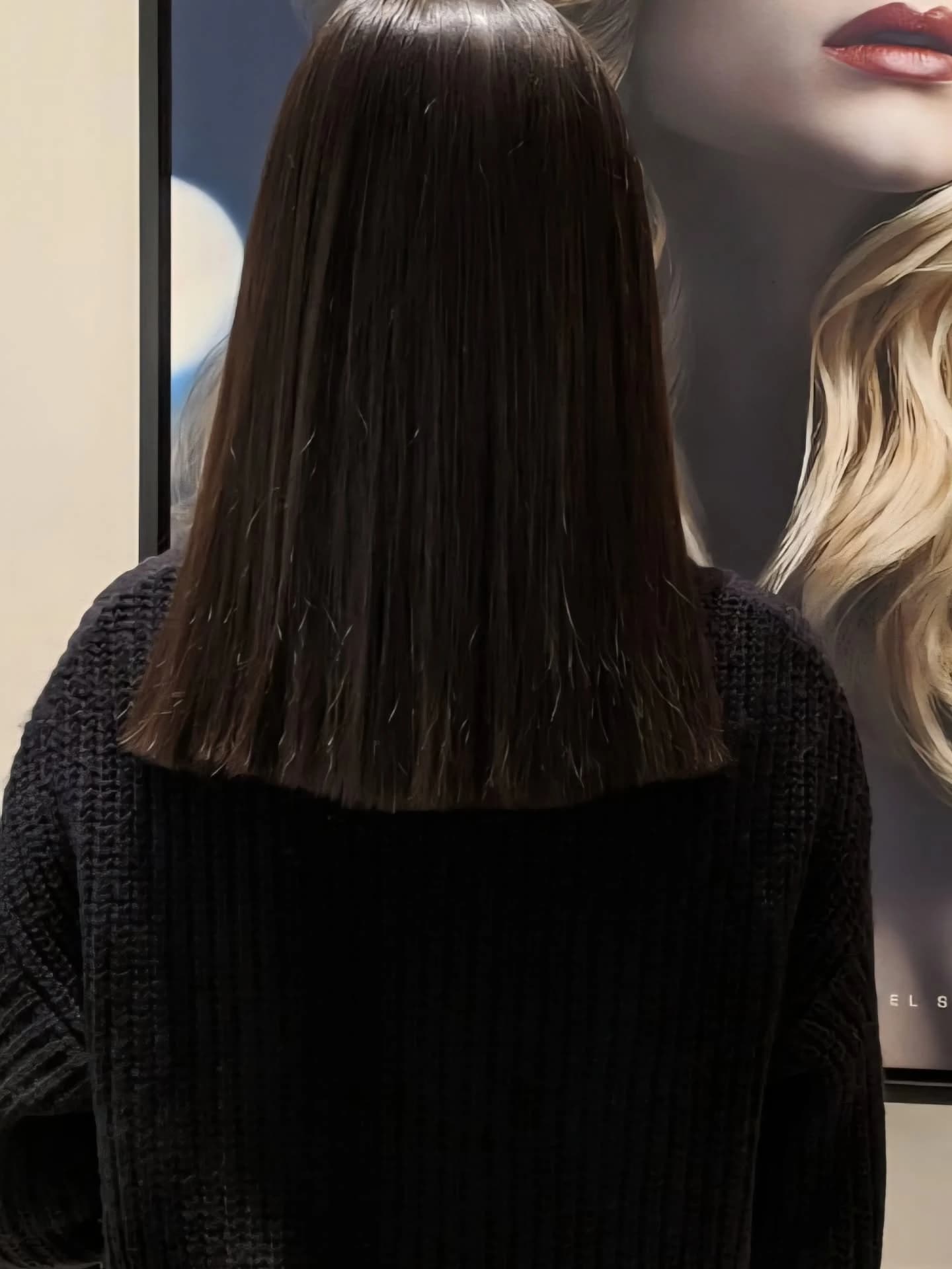 Brown straight hair styling